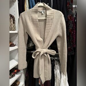 MaxMara Textured Beige Belted Cardigan